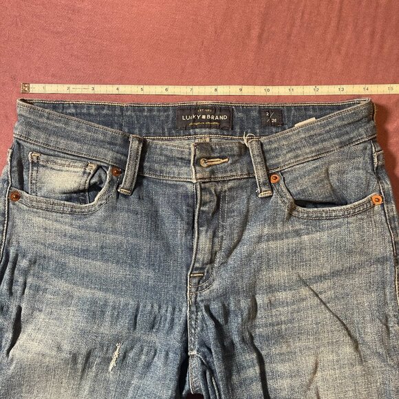 Lucky Brand Stella Skinny Distressed Blue Jeans - Size 2/24 - Picture 5 of 9